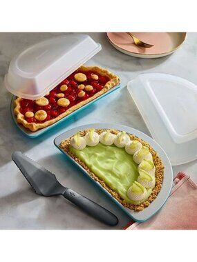 New Pampered Chef 101386 Half Pie & Server Set Oven-safe to 450°F